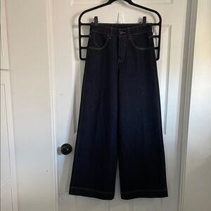Women's Wide-Leg Jeans - Dark Blue size small . Size 5